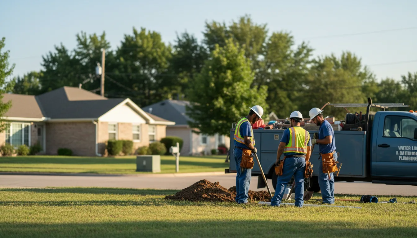 Residential water line and bathroom plumbing service in Mount Auburn, IA